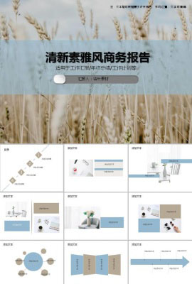 清新素雅风商务报告ppt模板