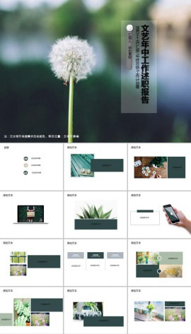 文艺清新年中工作述职报告PPT模板