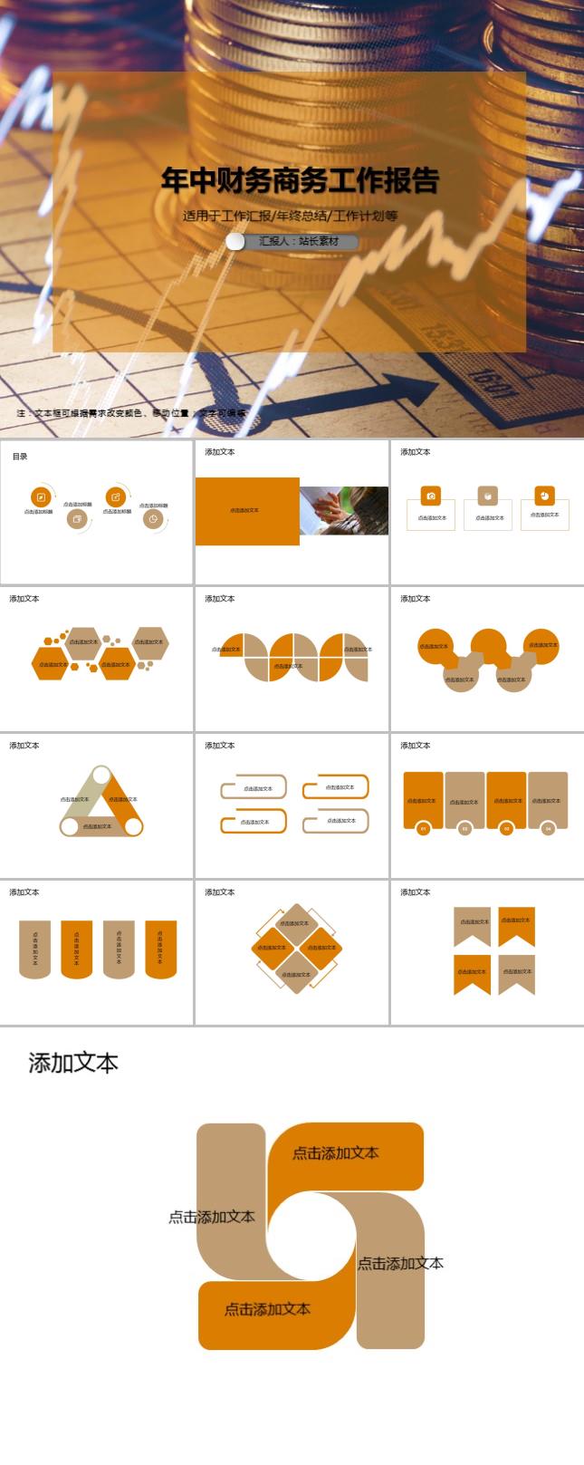 年中财务商务工作报告PPT模板