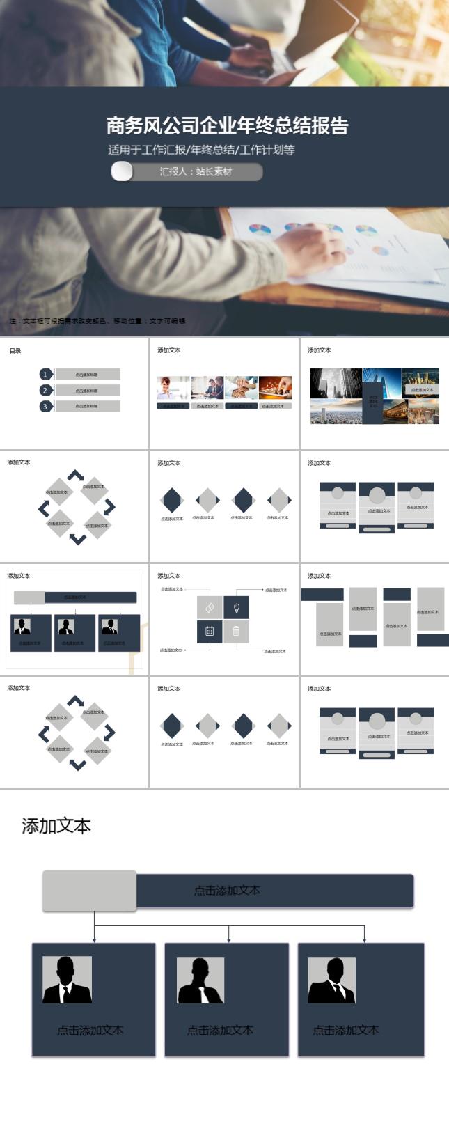 商务风公司企业年终总结报告PPT模板