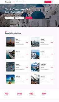 旅游探索目的地网页模板