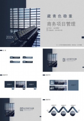 藏青色稳重商务项目管理ppt模板