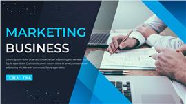 蓝色商务风月度工作总结ppt模板