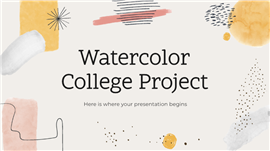 抽象水彩涂鸦风艺术设计专业作品集ppt模板