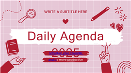 甜美手绘涂鸦风个人年度工作计划ppt模板