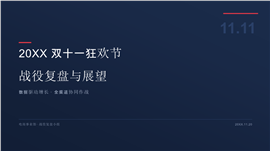 干练简约深蓝双十一战役复盘ppt模板