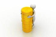抱着金色钱币的3D小人图片