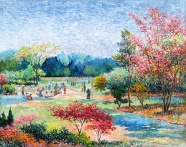 公园景色油画图片