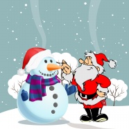 卡通圣诞老人与雪人图片