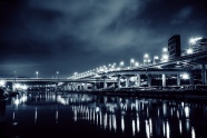 城市大桥灯光夜景图片