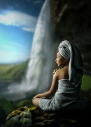 山水美女风景人体写真图片