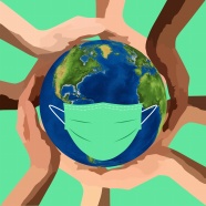 全球抗疫插画图片