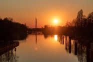 莱茵河日落美景图片