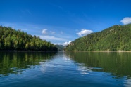 蔚蓝森林湖泊景观图片