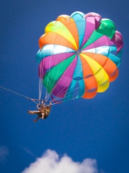蓝色高空极限跳伞运动图片