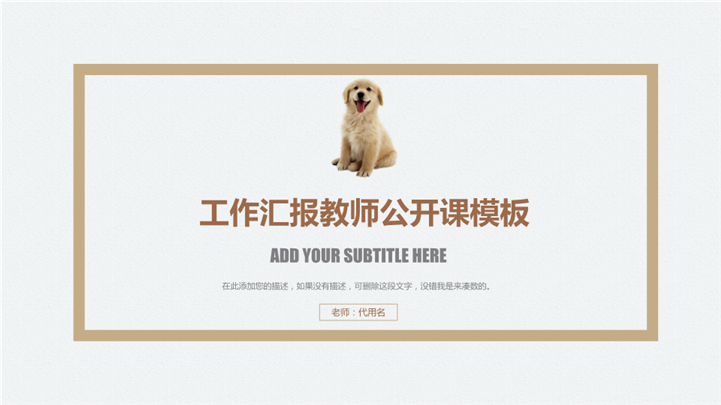 时尚框架宠物风工作汇报PPT模板