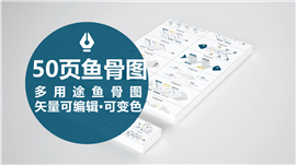 50页多用途鱼骨图PPT图表