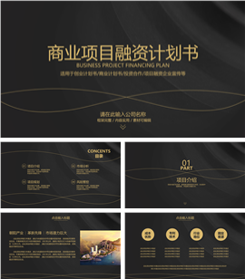 黑金风格项目融资计划书PPT模板