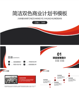双色项目策划商业计划书PPT模板