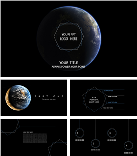 暗黑星球风格大气商务PPT模板