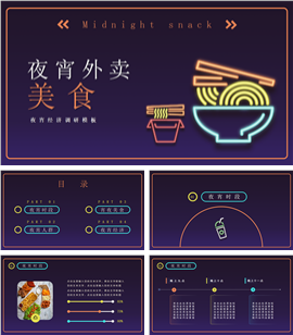 夜宵外卖美食调研PPT模板