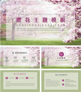 粉色樱花主题通用ppt模板