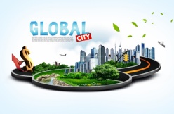 高速城市psd创意海报