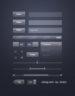 透明玻璃按钮UI组件PSD