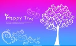 心形树木PSD创意背景图
