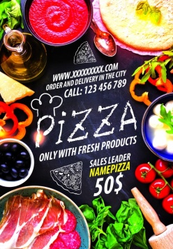 美食披萨海报PSD下载