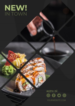 寿司料理彩页宣传单设计