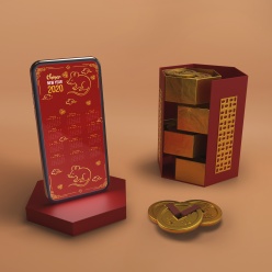 新年巧克力和手机日历样机