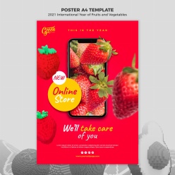 香甜草莓宣传海报模板