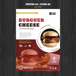 起司汉堡美食海报模板设计