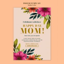 母亲节快乐花卉海报设计