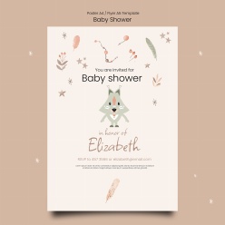 婴儿淋浴垂直海报模板