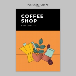 手绘咖啡海报模板PSD