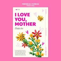 母亲节花卉海报模板设计