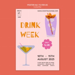 鸡尾酒酒吧宣传海报模板