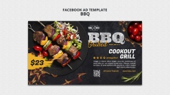 餐厅BBQ烧烤宣传招贴模板