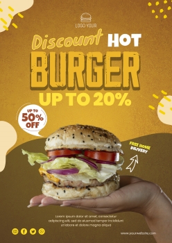 新品汉堡折扣美食招贴海报设计
