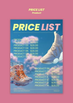 鞋类产品价格表PSD模板设计