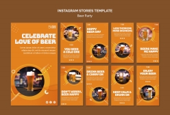 橙色风格啤酒节INS模板设计