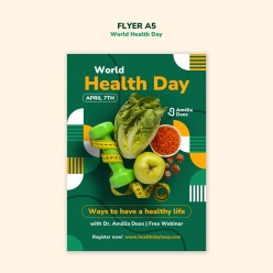 世界健康日主题宣传单A5模板