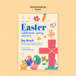 复活节主题活动邀请A5模板设计