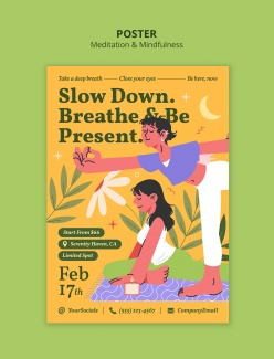 卡通插画风格瑜伽宣传海报模板