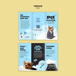 宠物店三折页宣传册正反面模板