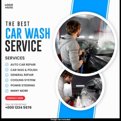 洗车服务正方形海报PSD模板