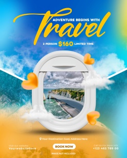 景点旅行主图海报设计素材PSD