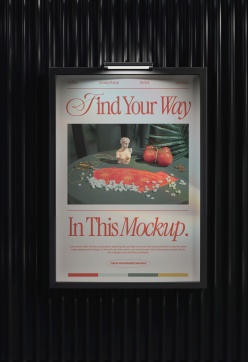 A4海报墙体展示样机PSD分层素材